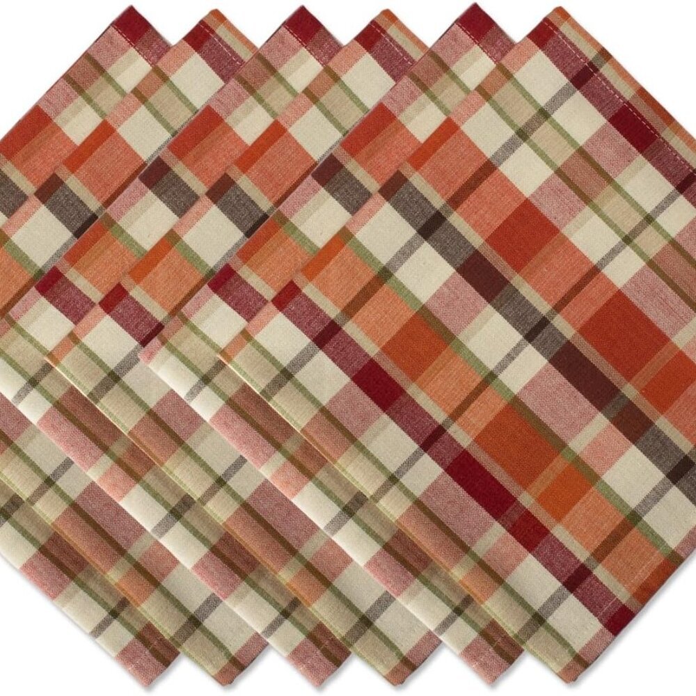Thanksgiving & Fall Table Decoration Autumn Farmhouse Plaid, Napkin Set, 20x20,